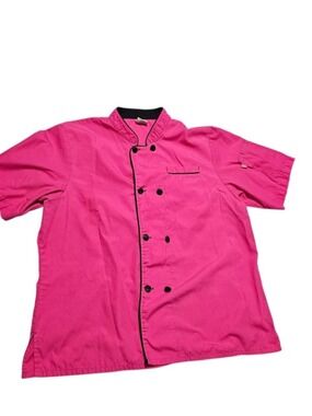 Five Star Chef Apparel Short Sleeve Chef Uniform Shirt Pink Black XL